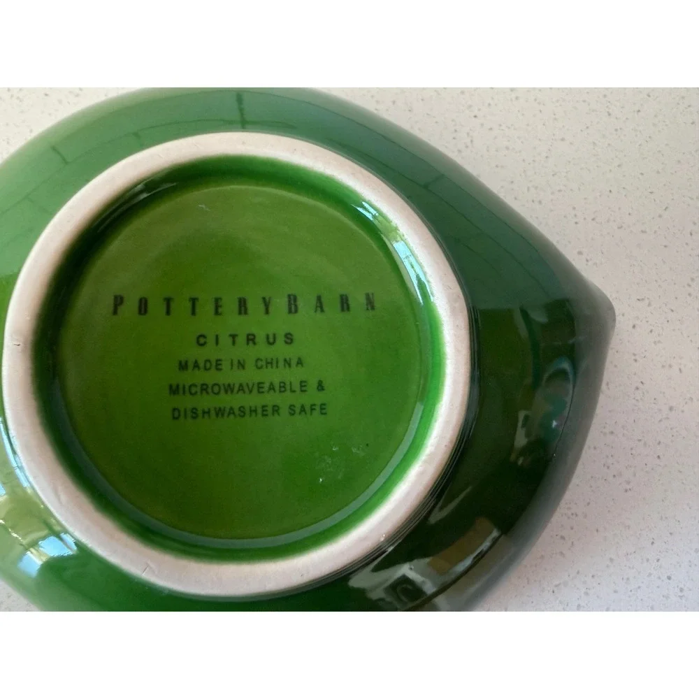 Pottery Barn Citrus Lemon Lime Set of‎ 2 Yellow Green Stoneware 6 Inch